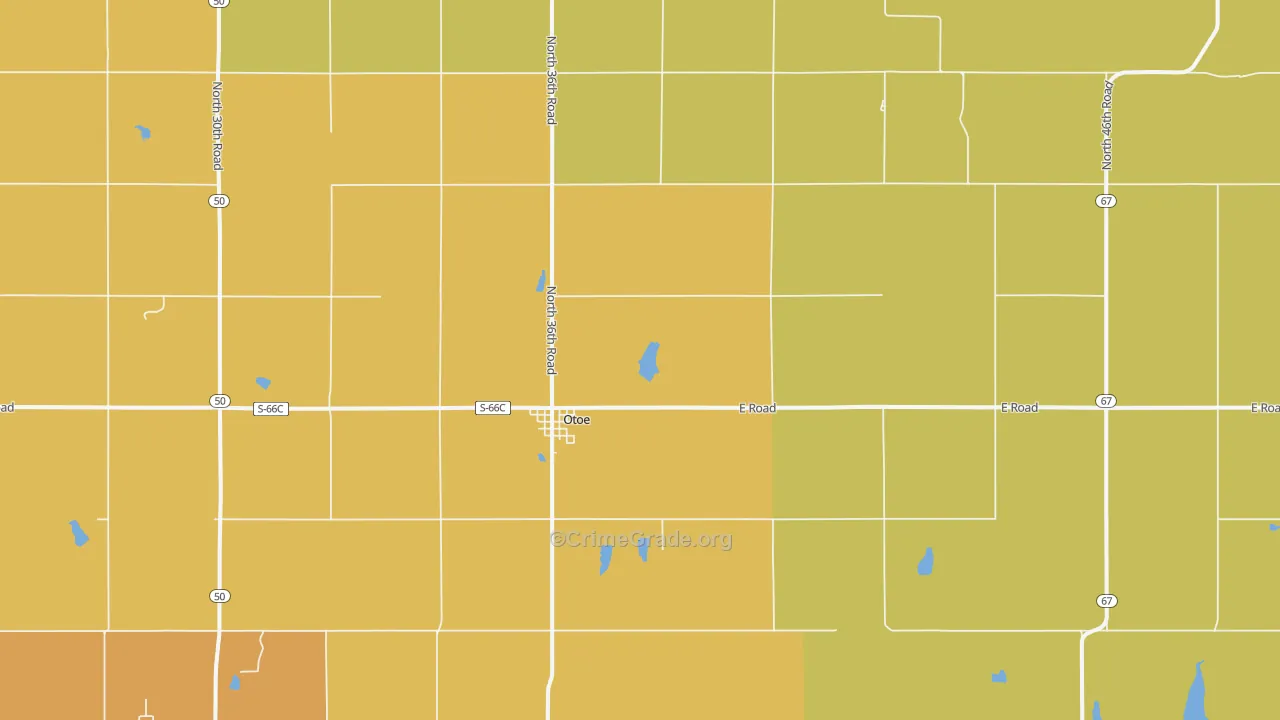Otoe, NE Map of Murder Rates