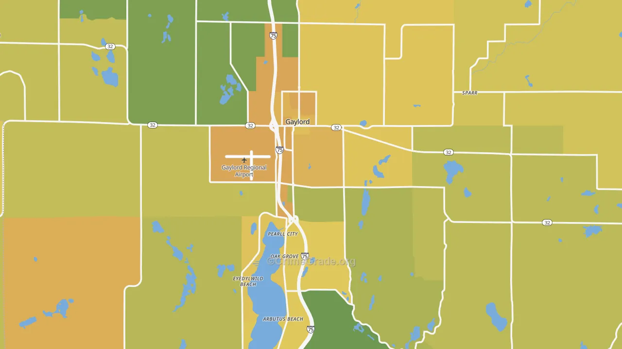 Otsego County, MI Map of Murder Rates