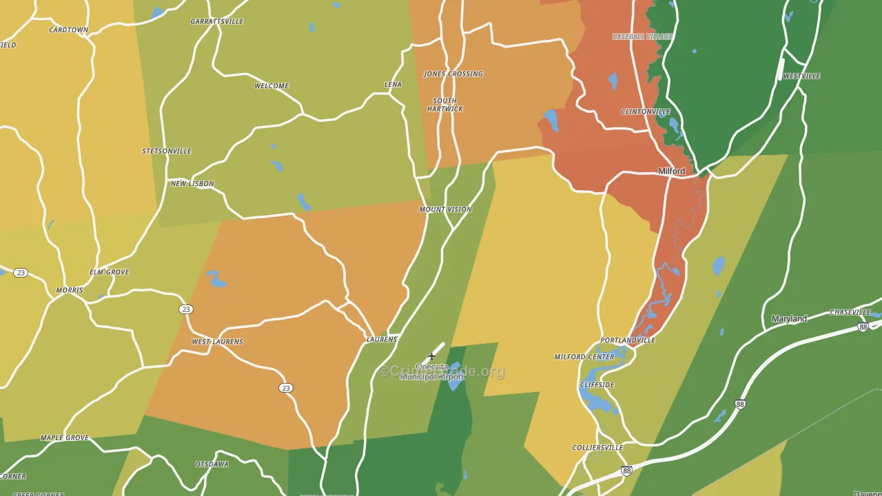 Otsego County, NY Map of Murder Rates