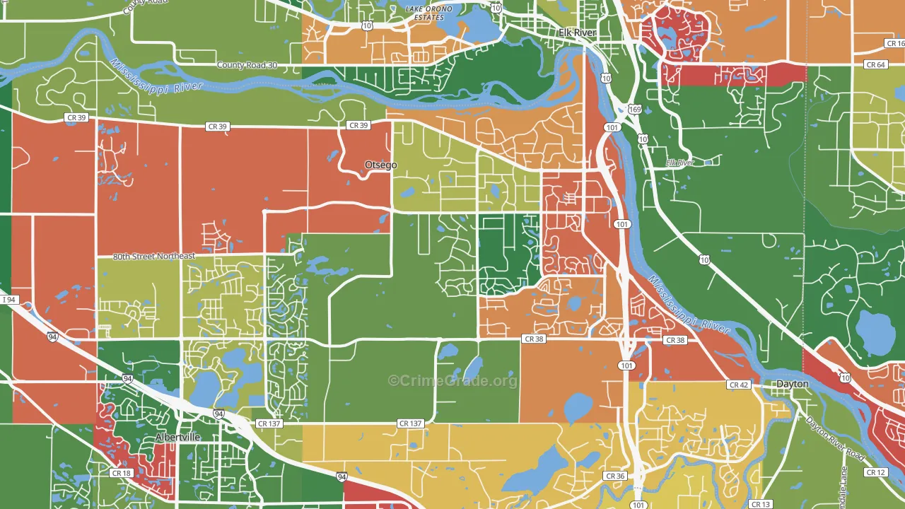Otsego, MN Map of Murder Rates