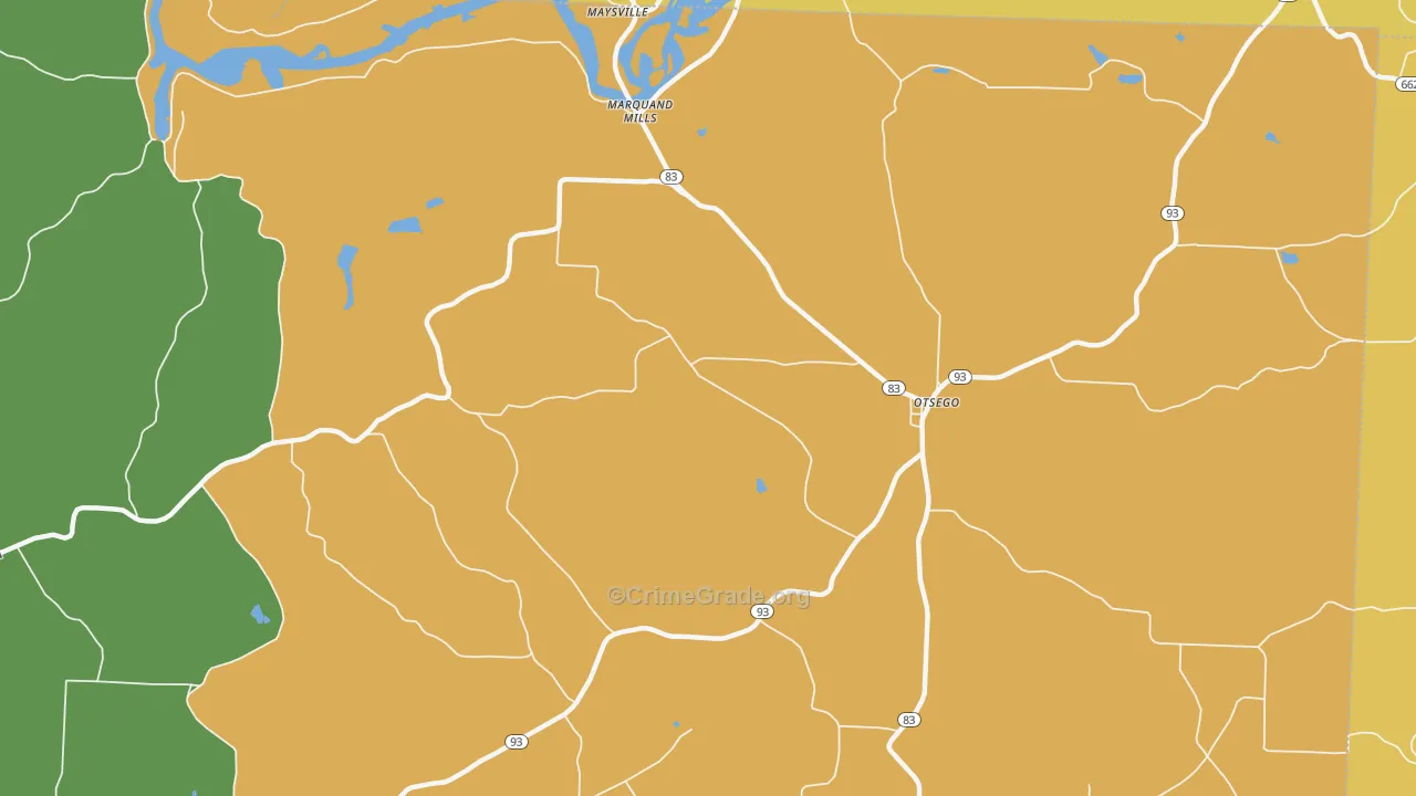 Otsego, OH Map of Murder Rates