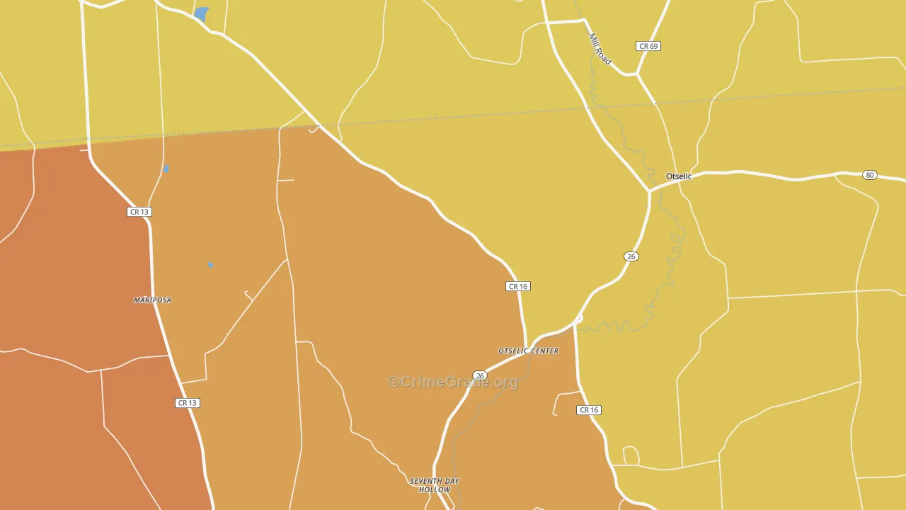 Otselic Center, NY Map of Murder Rates
