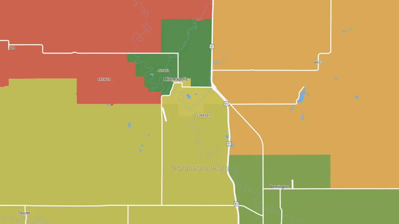 Ottawa County, KS Map of Murder Rates