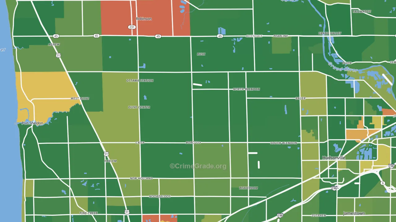 Ottawa County, MI Map of Murder Rates