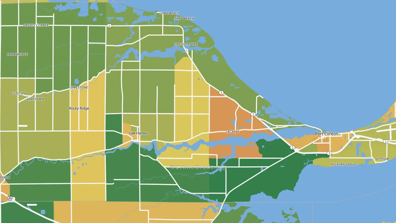 Ottawa County, OH Map of Murder Rates