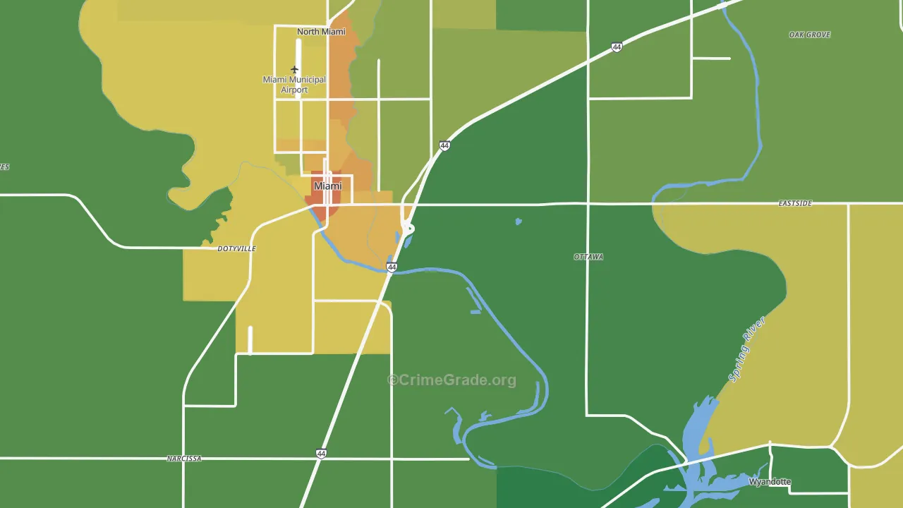 Ottawa County, OK Map of Murder Rates