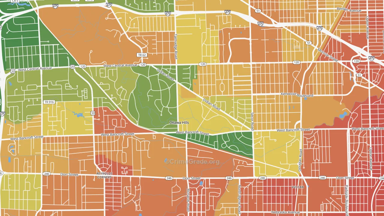 Ottawa Hills, OH Map of Murder Rates