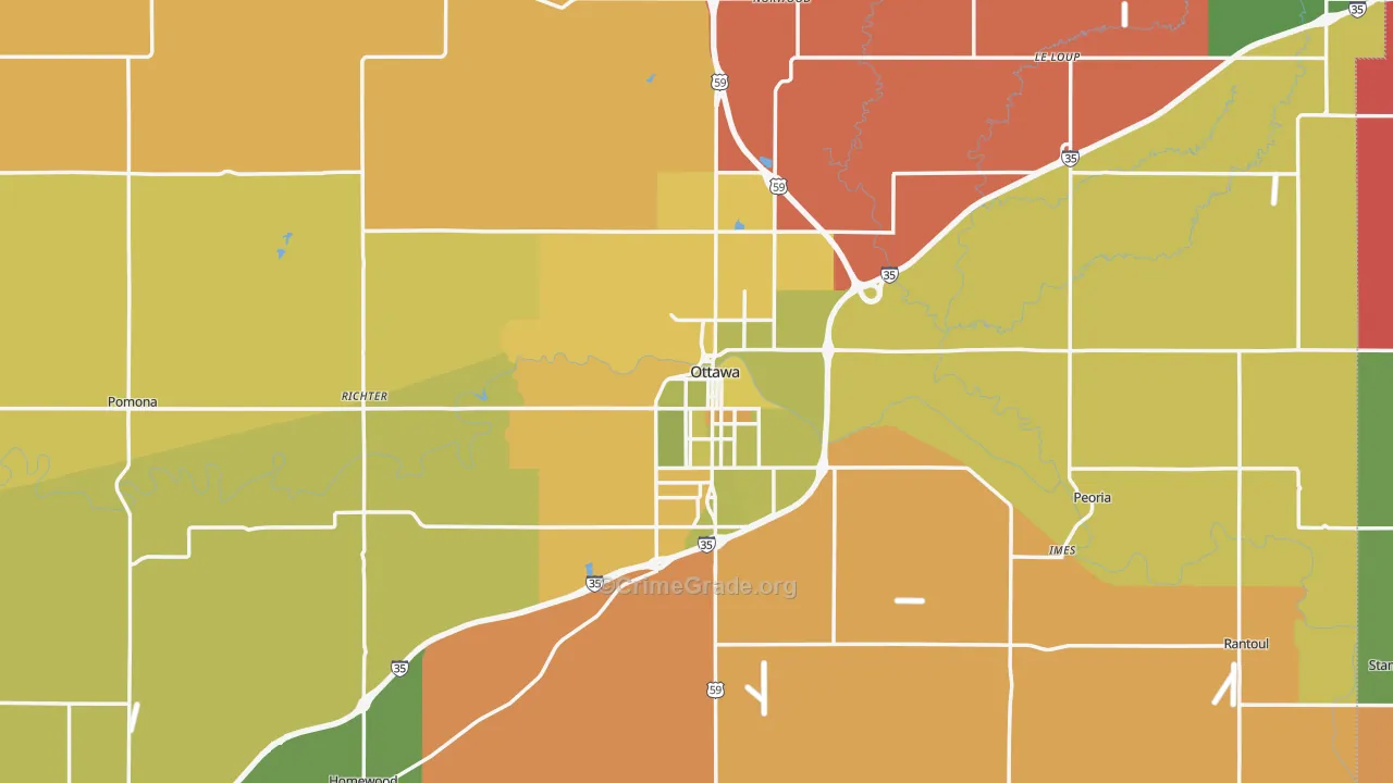 Ottawa, KS Map of Murder Rates