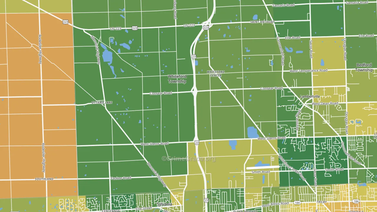 Ottawa Lake, MI Map of Murder Rates