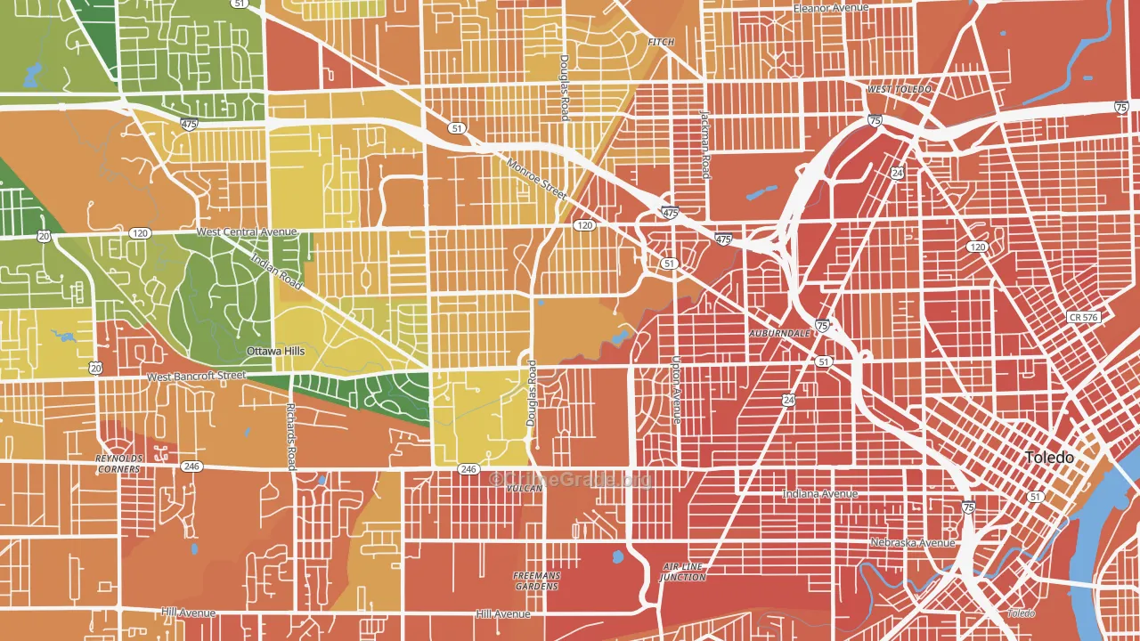Ottawa, Toledo, OH Map of Murder Rates