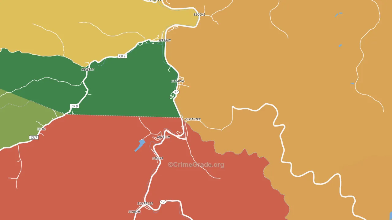 Ottawa, WV Map of Murder Rates