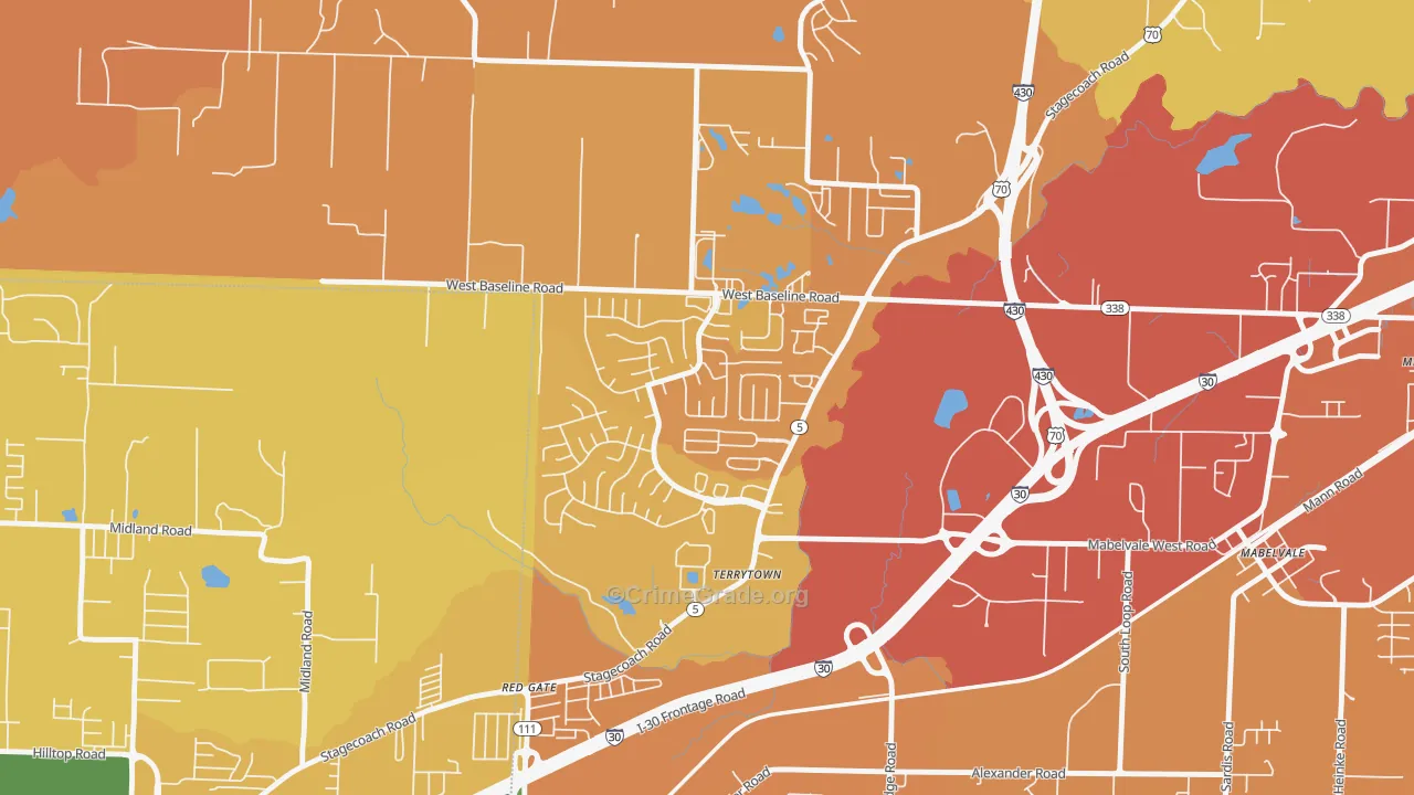 Otter Creek Crystal, Little Rock, AR Map of Murder Rates