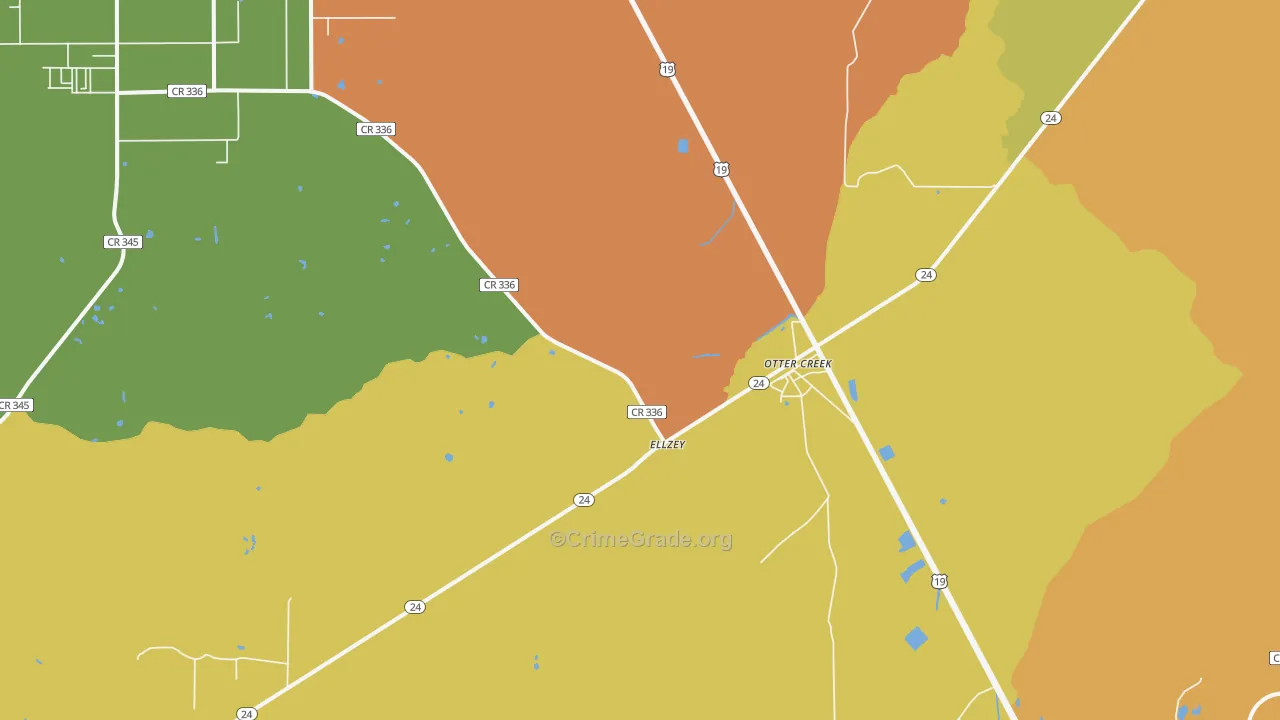 Otter Creek, FL Map of Murder Rates