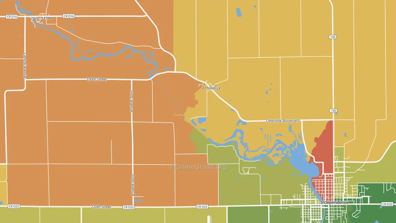 Otterville, IA Map of Murder Rates