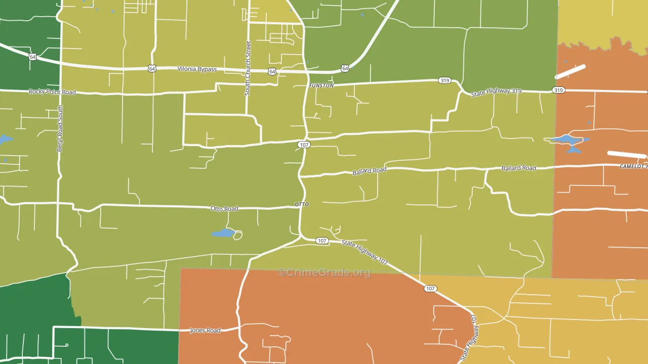 Otto, AR Map of Murder Rates