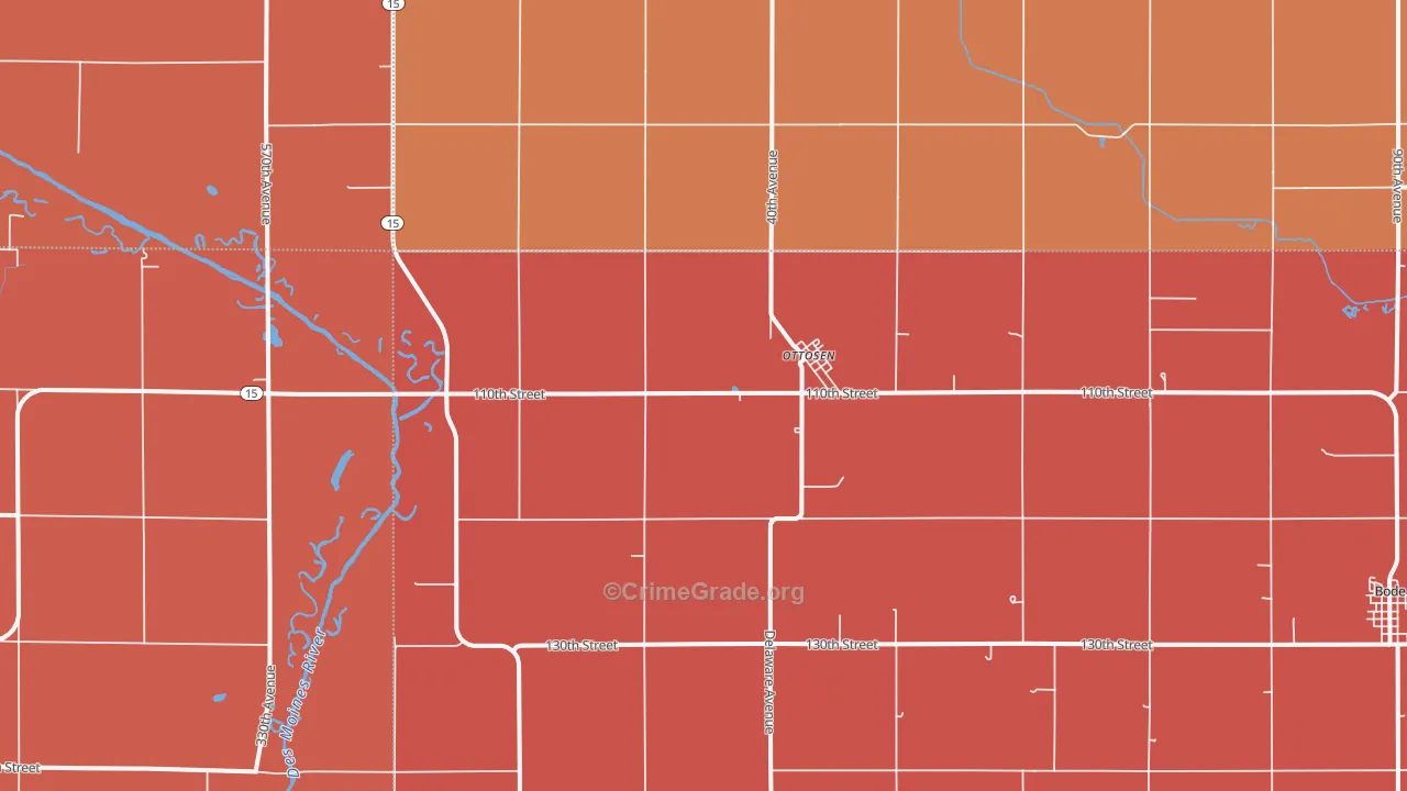 Ottosen, IA Map of Murder Rates