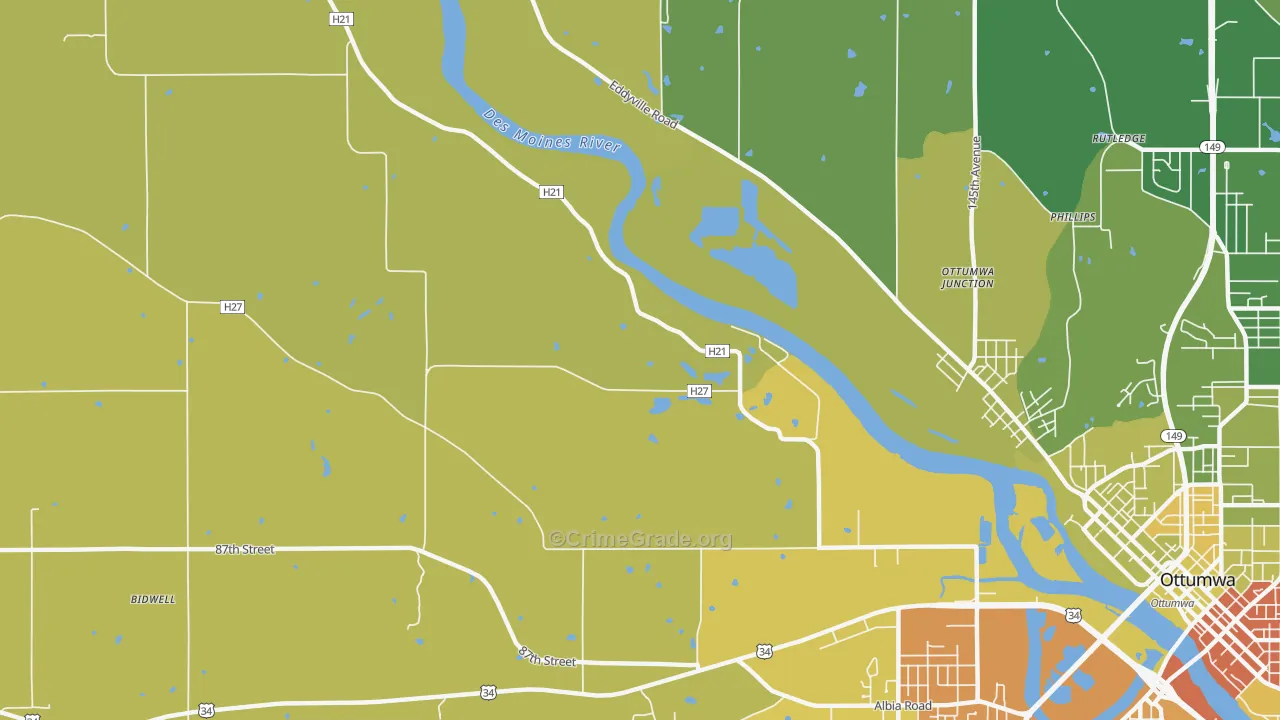 Ottumwa Junction, IA Map of Murder Rates
