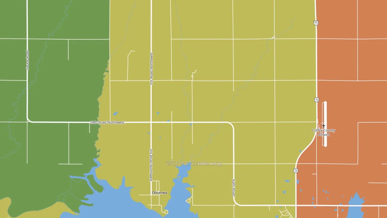 Ottumwa, KS Map of Murder Rates