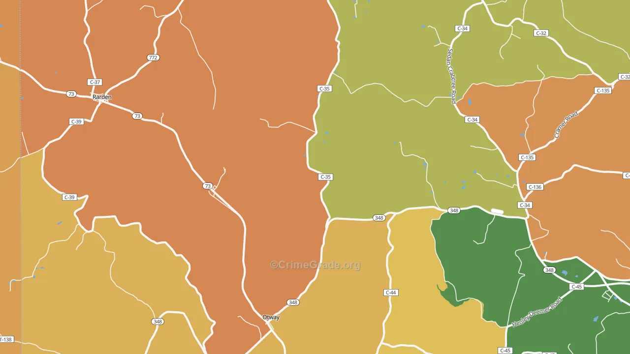 Otway, OH Map of Murder Rates