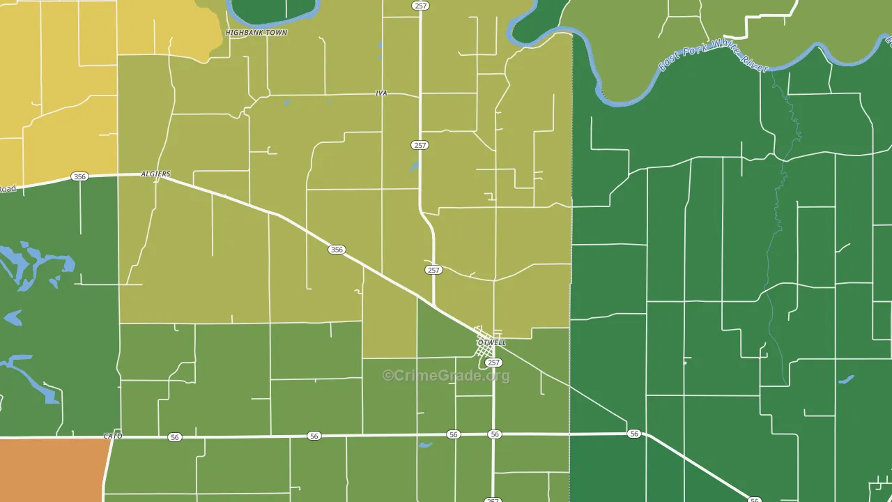 Otwell, IN Map of Murder Rates