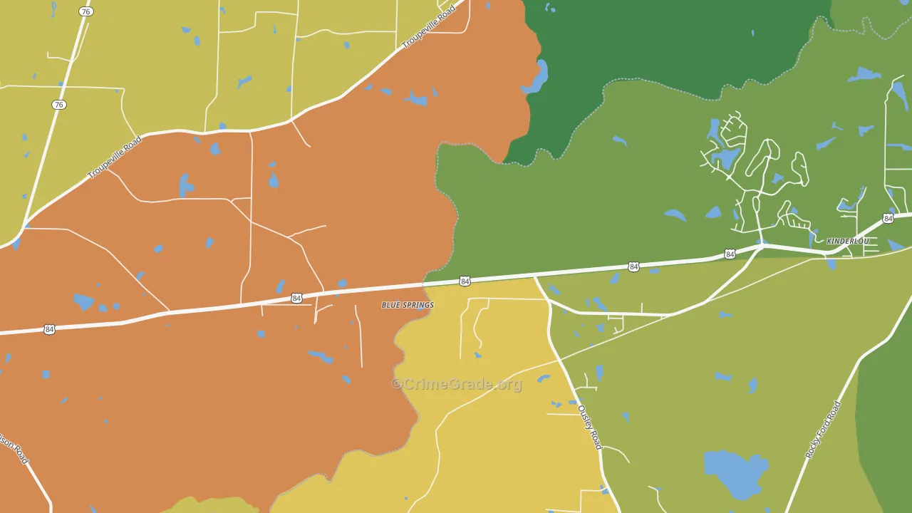 Ousley, GA Map of Murder Rates
