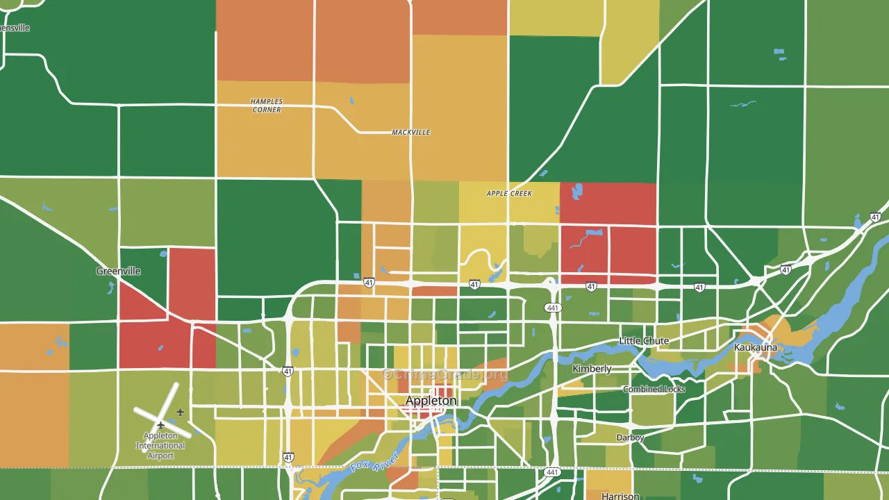 Outagamie County, WI Map of Murder Rates