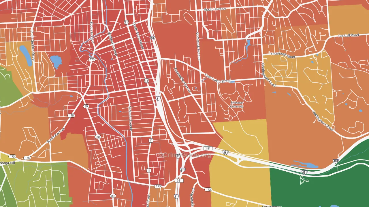 Outer Comstock, Syracuse, NY Map of Murder Rates