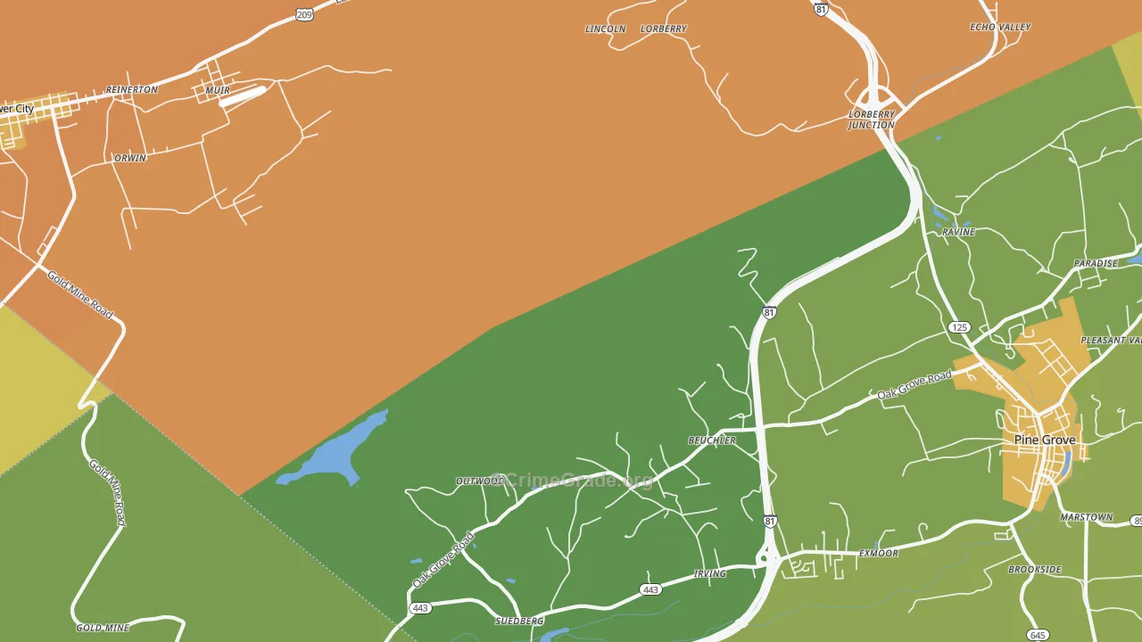 Outwood, PA Map of Murder Rates