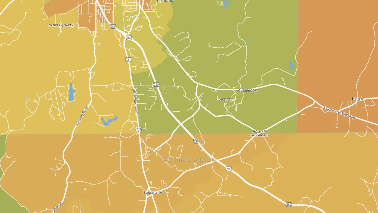 Overbrook, AL Map of Murder Rates