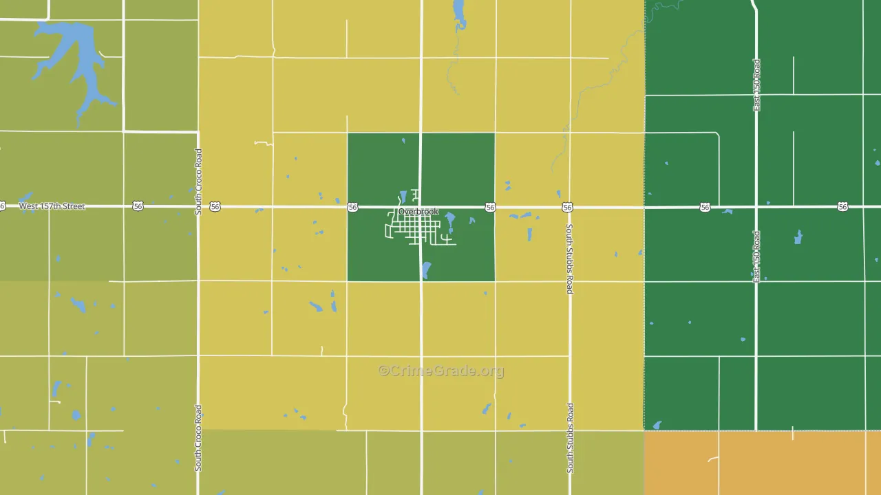 Overbrook, KS Map of Murder Rates