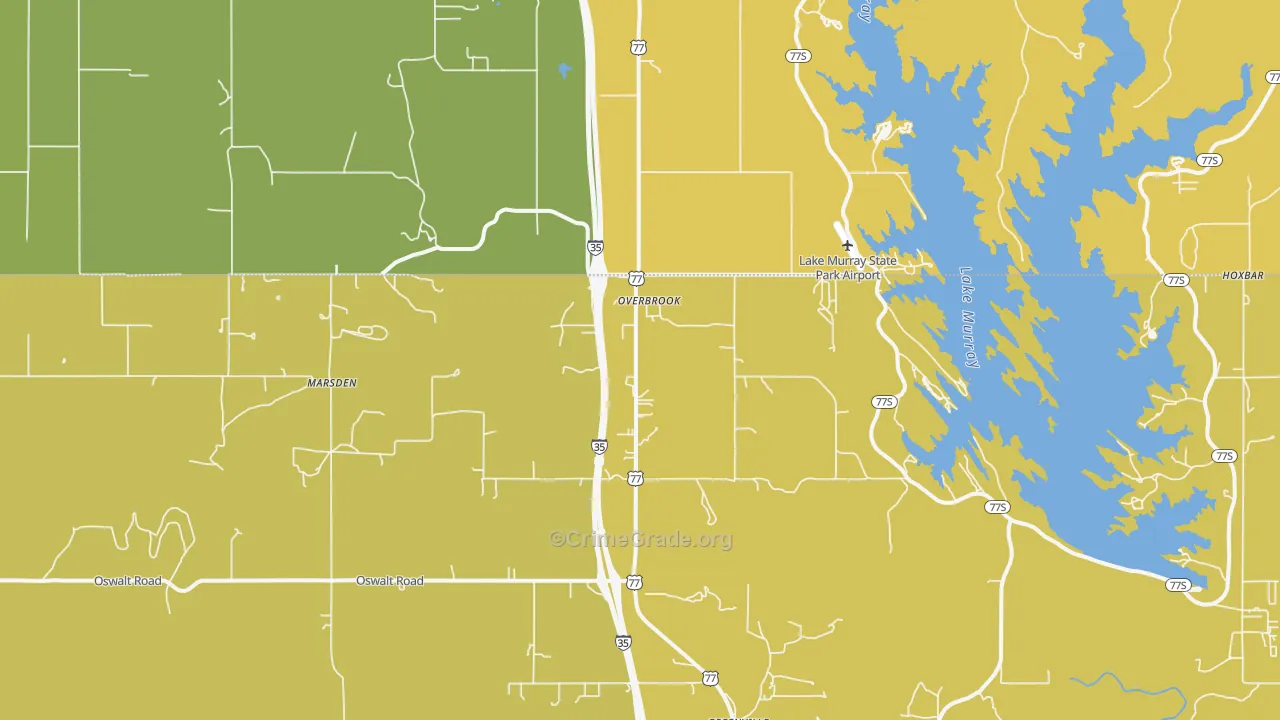 Overbrook, OK Map of Murder Rates