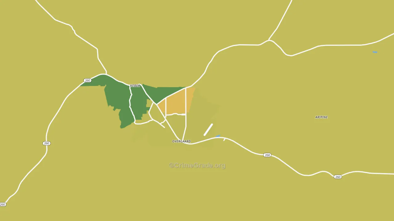 Overgaard, AZ Map of Murder Rates