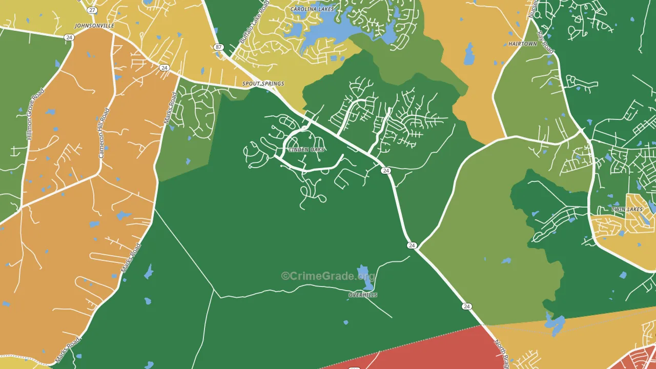 Overhills, NC Map of Murder Rates
