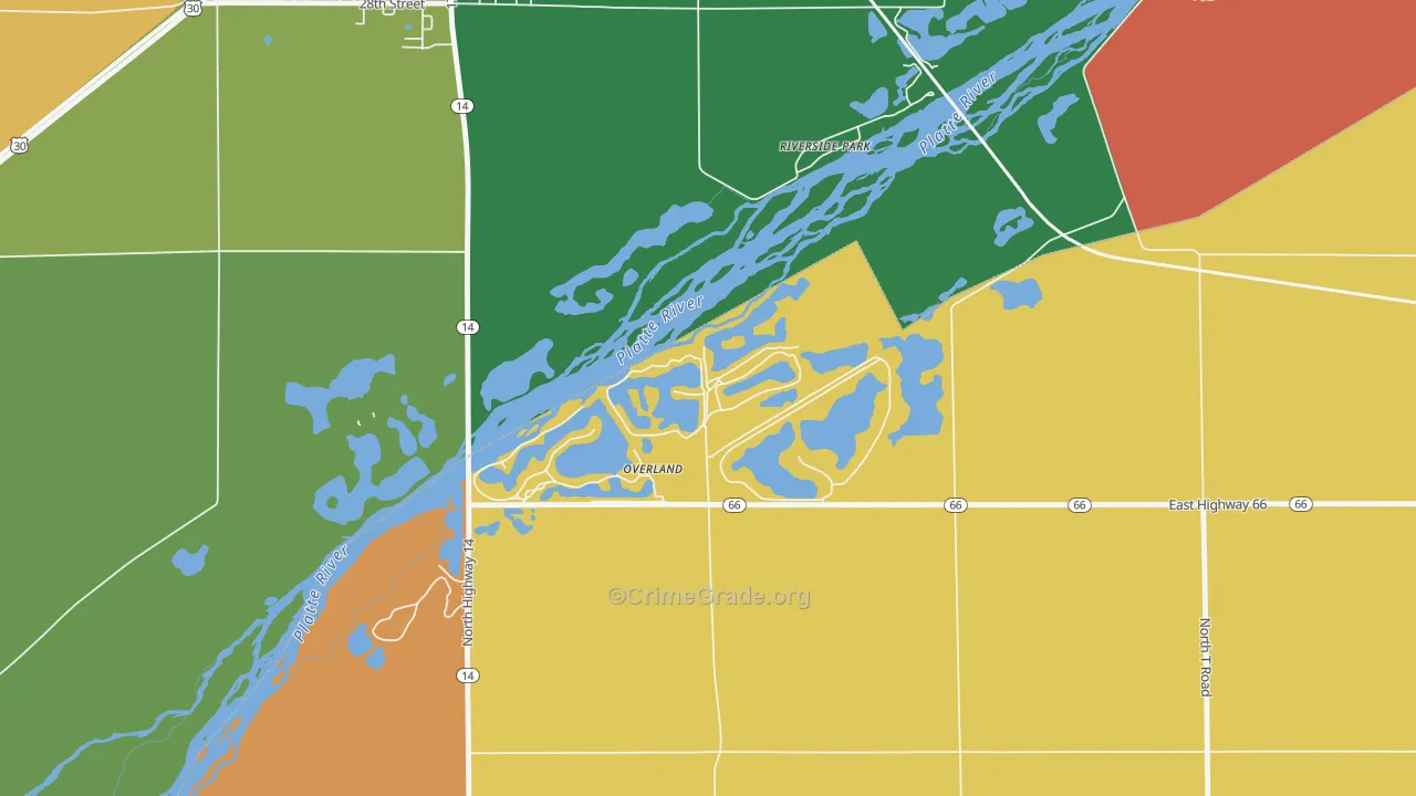 Overland, NE Map of Murder Rates