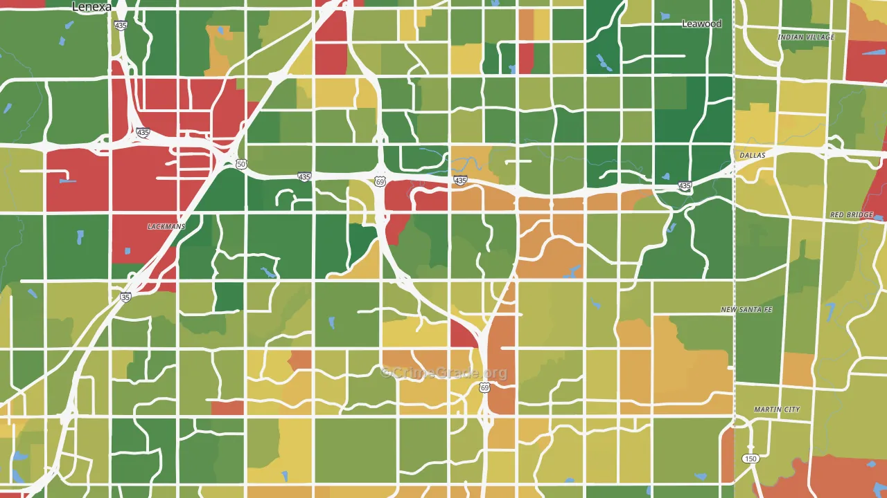 Overland Park, KS Map of Murder Rates