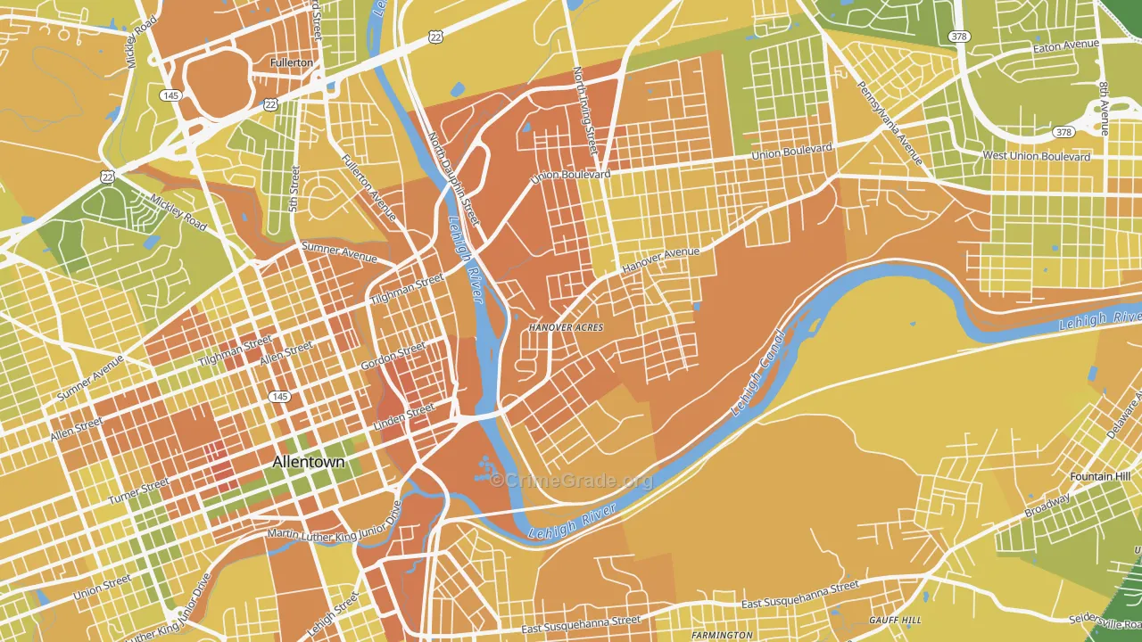 Overlook Park, Allentown, PA Map of Murder Rates