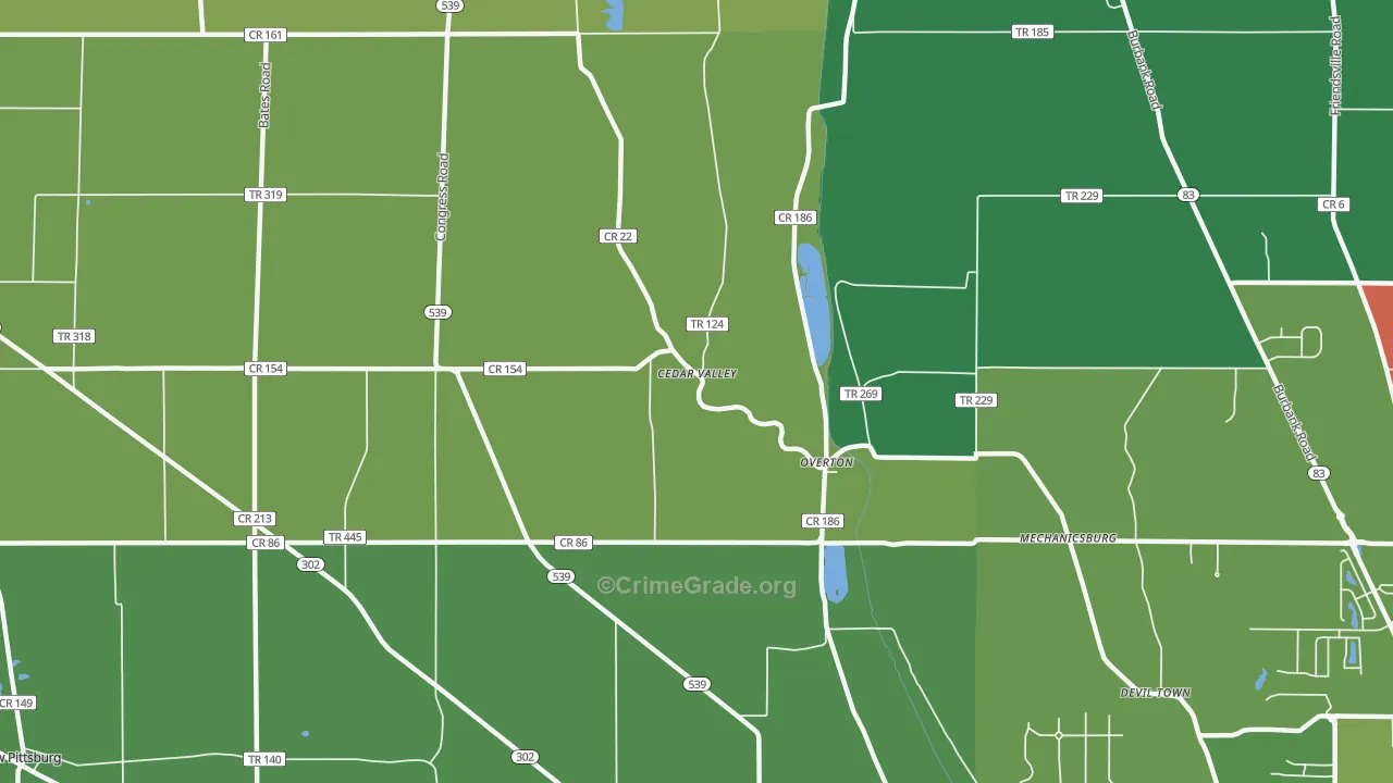 Overton, OH Map of Murder Rates