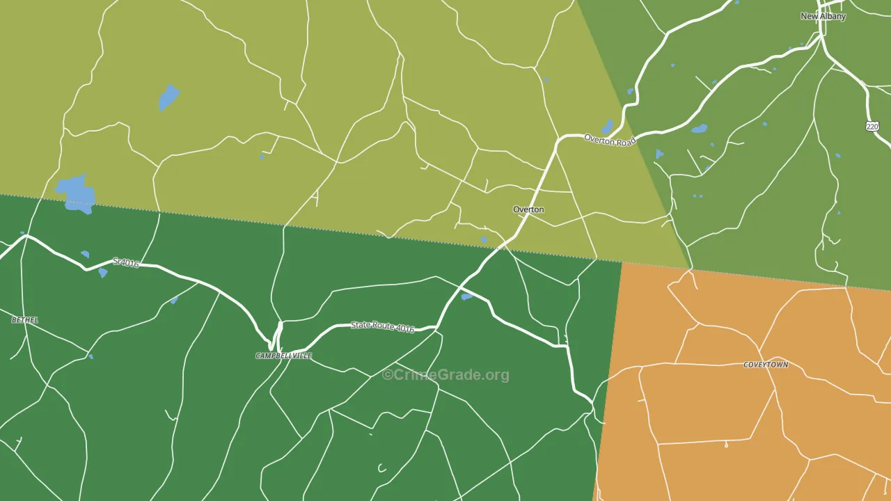 Overton, PA Map of Murder Rates