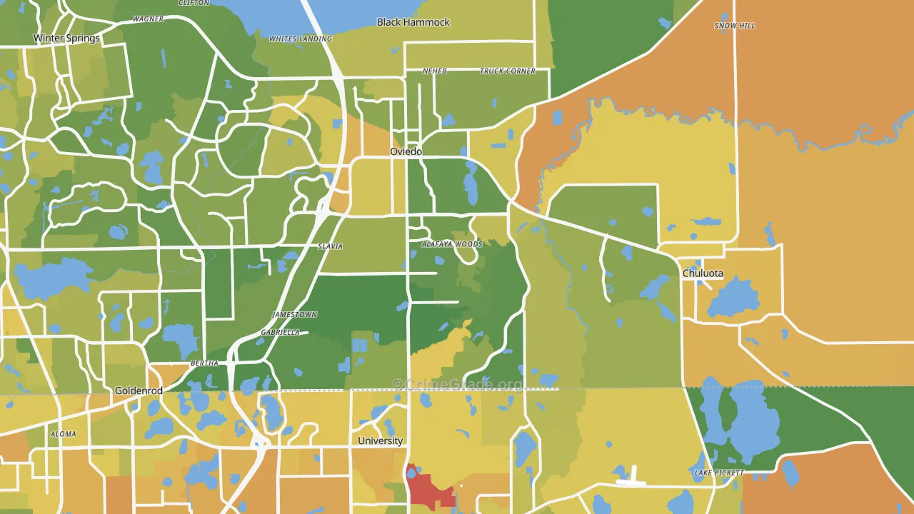 Oviedo, FL Map of Murder Rates
