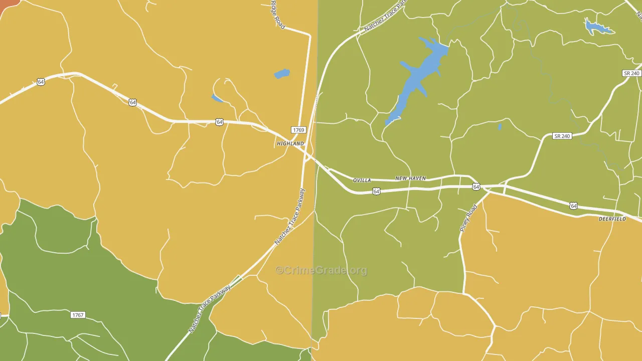 Ovilla, TN Map of Murder Rates