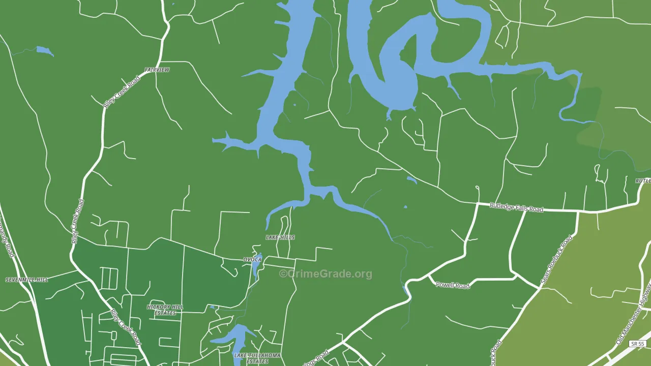 Ovoca, TN Map of Murder Rates