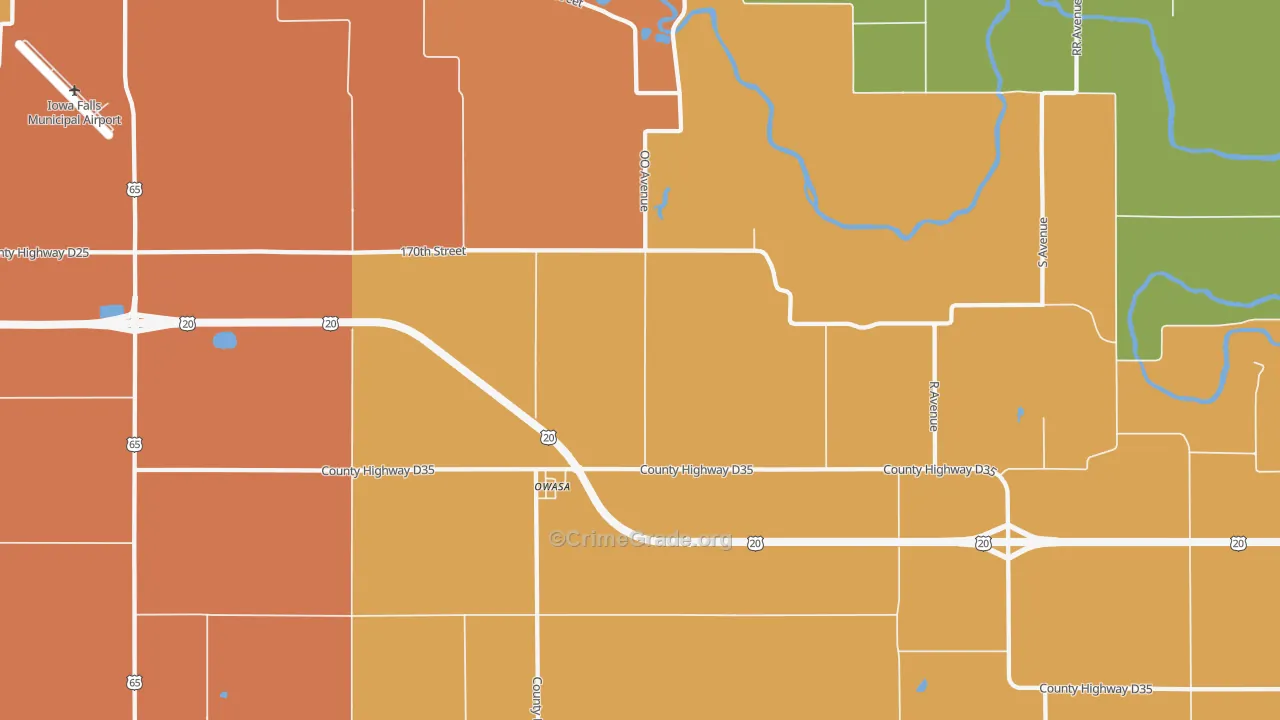 Owasa, IA Map of Murder Rates