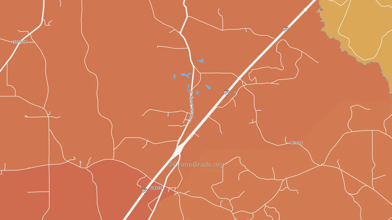 Owassa, AL Map of Murder Rates