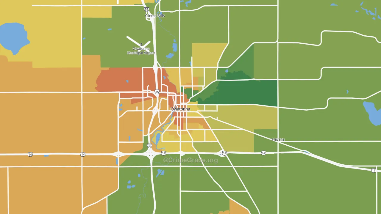 Owatonna, MN Map of Murder Rates