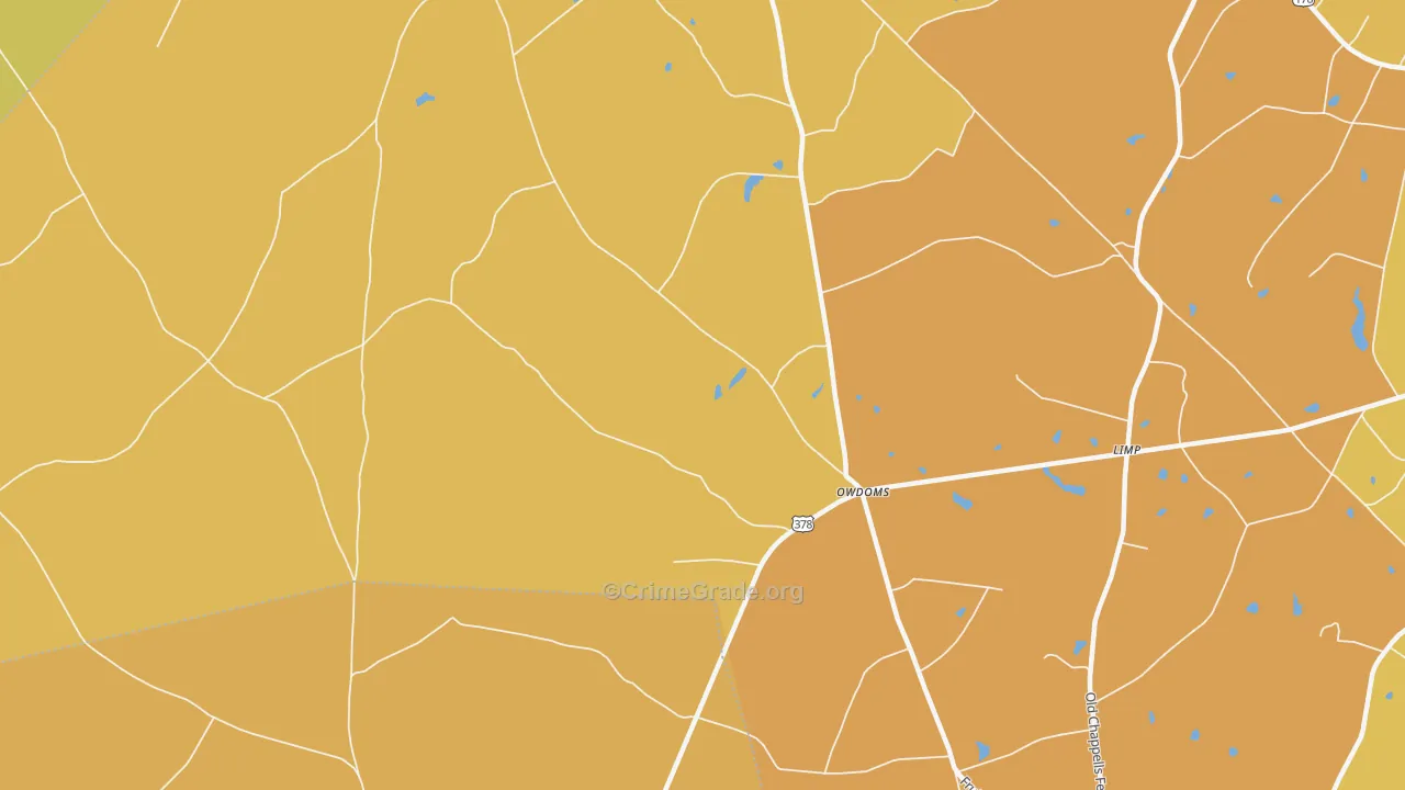 Owdoms, SC Map of Murder Rates