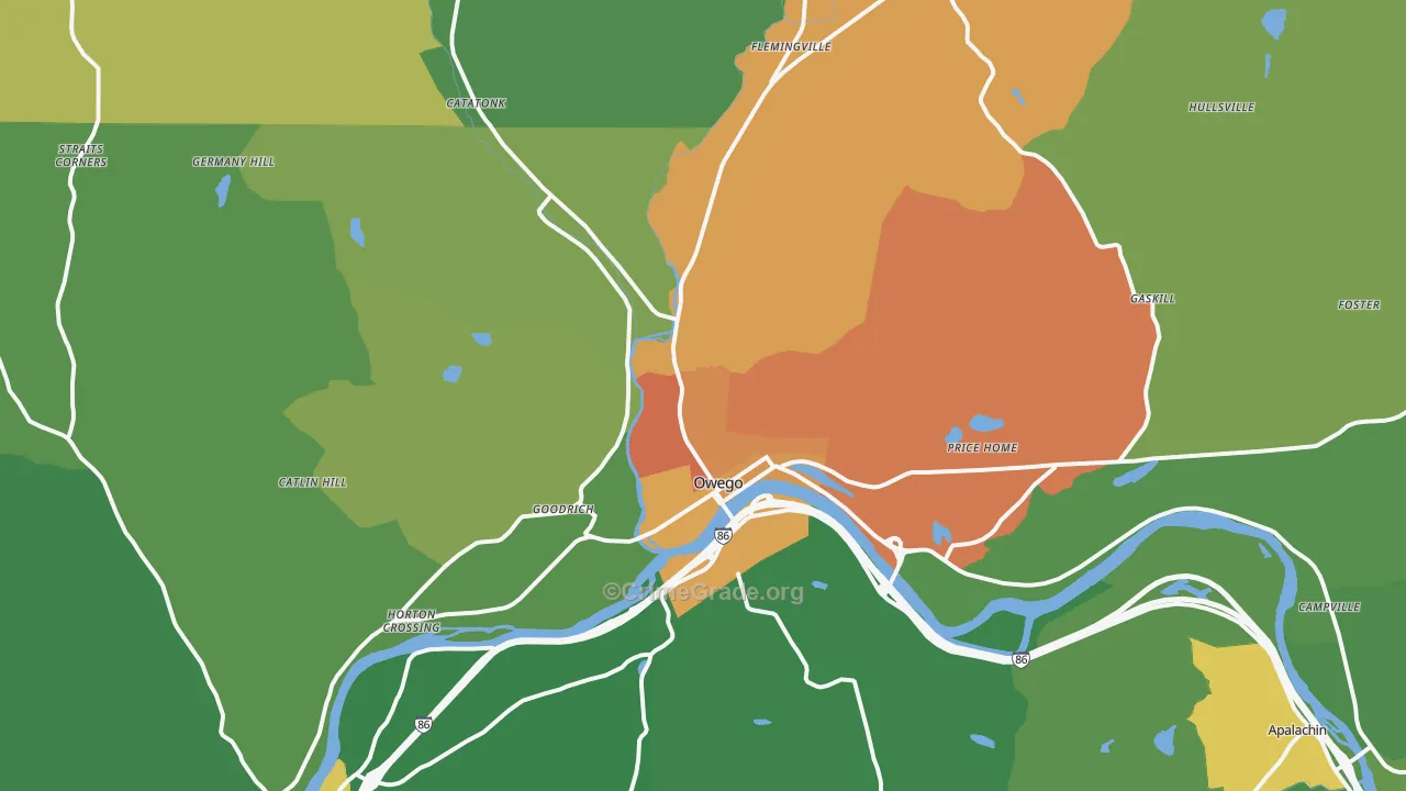 Owego, NY Map of Murder Rates