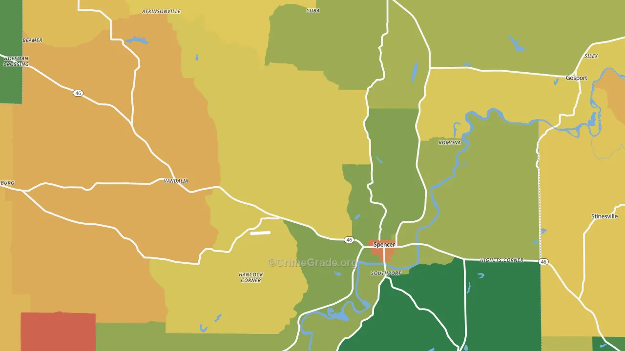 Owen County, IN Map of Murder Rates