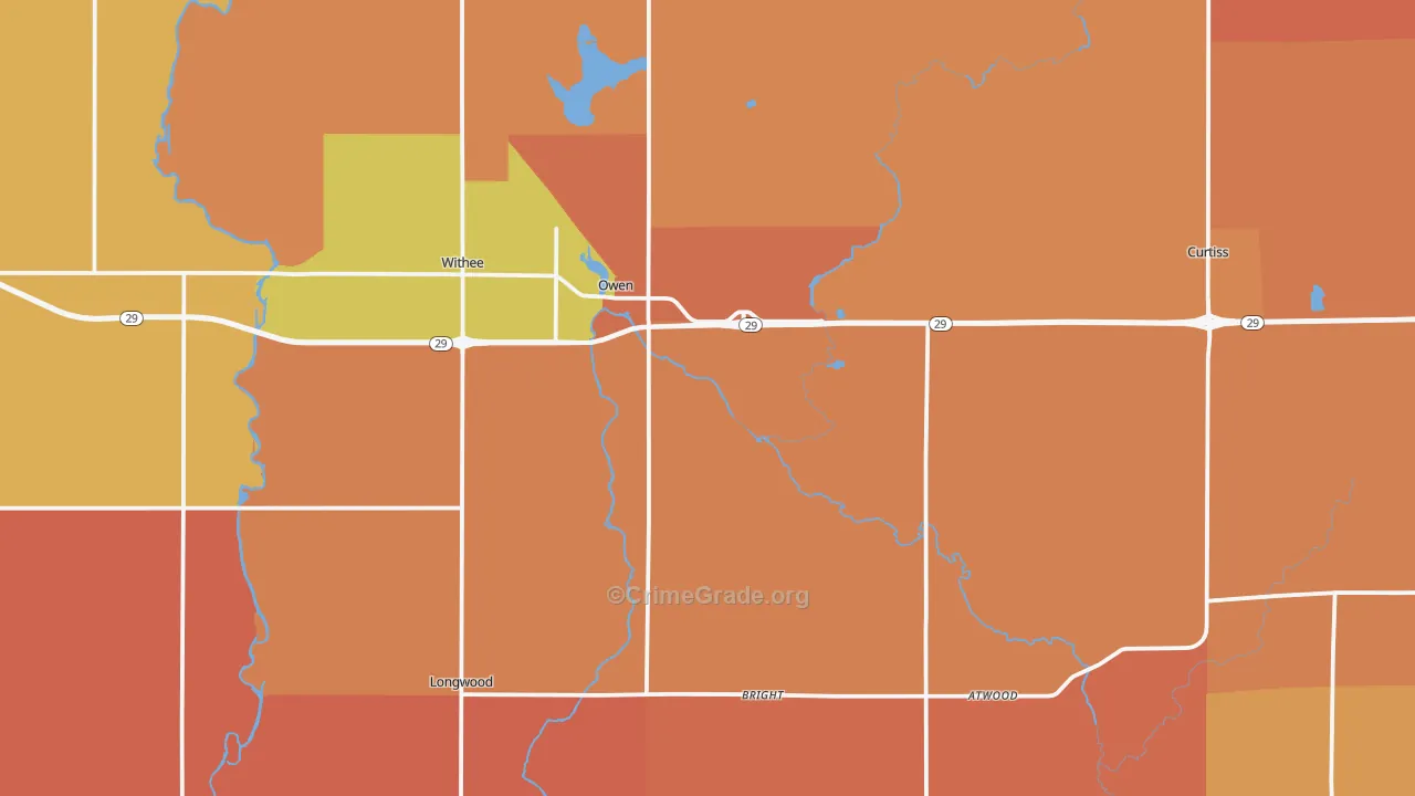 Owen, WI Map of Murder Rates