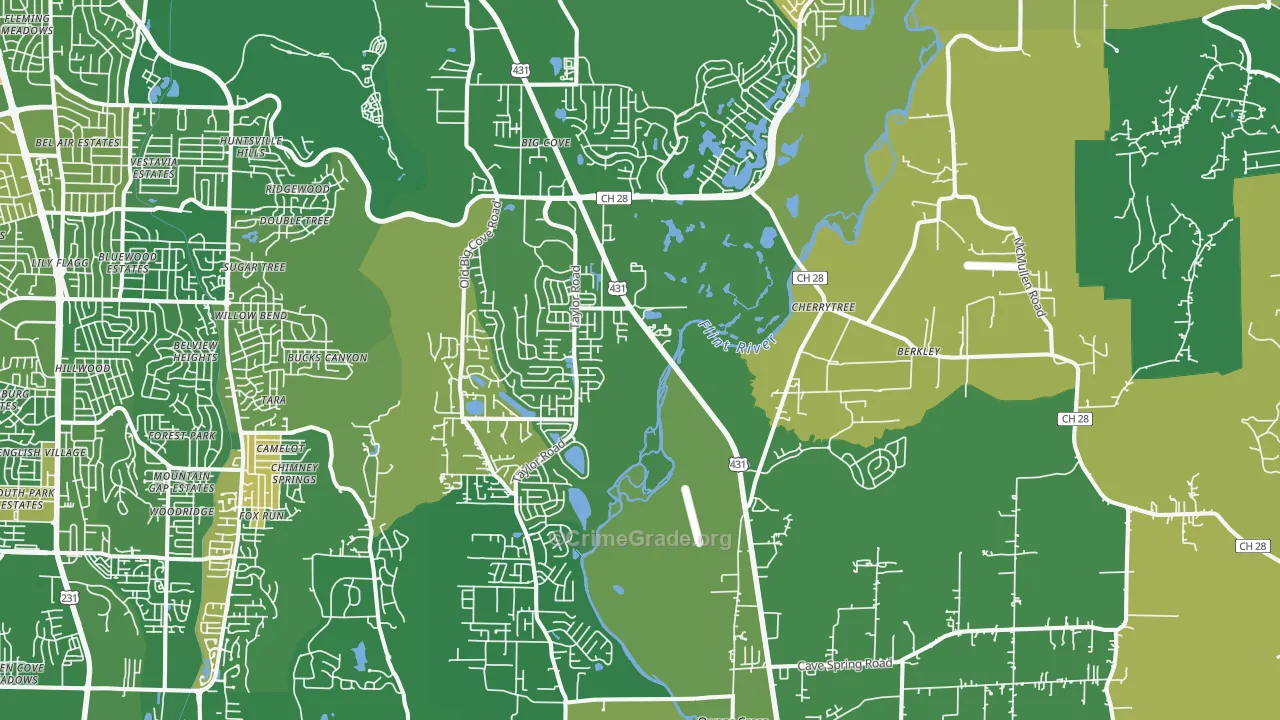 Owens Cross Roads, AL Map of Murder Rates