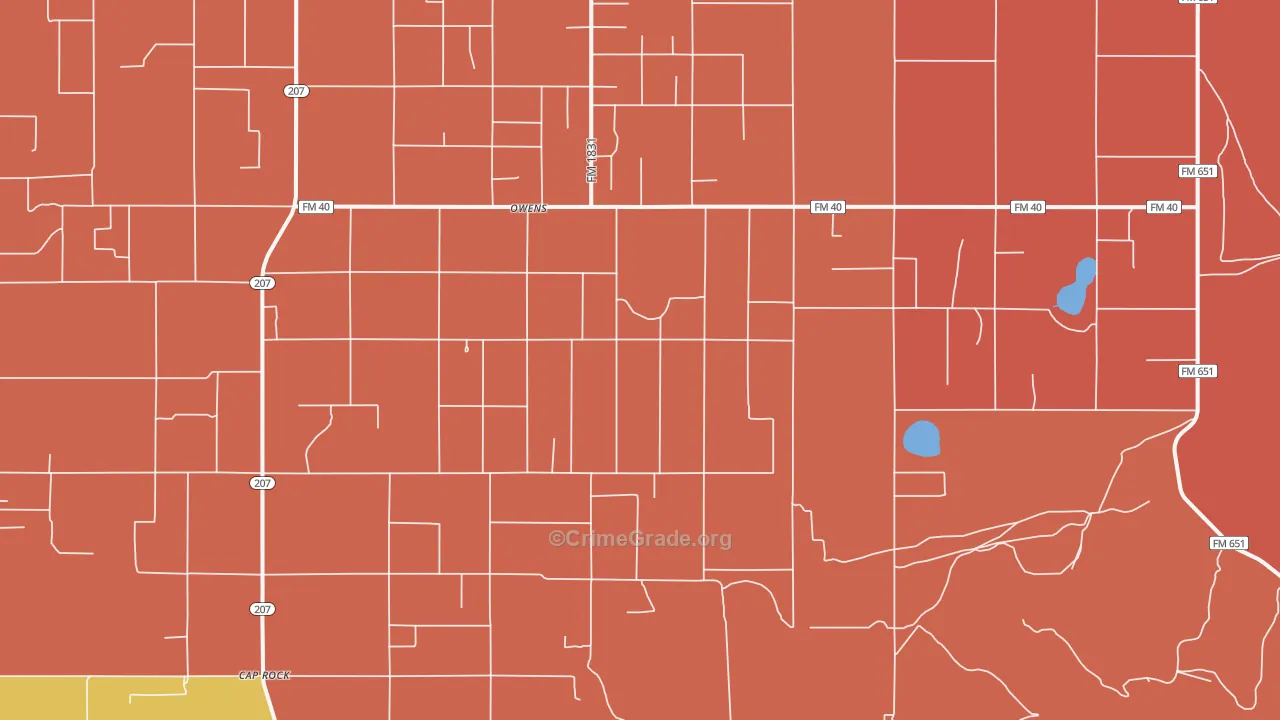 Owens, TX Map of Murder Rates
